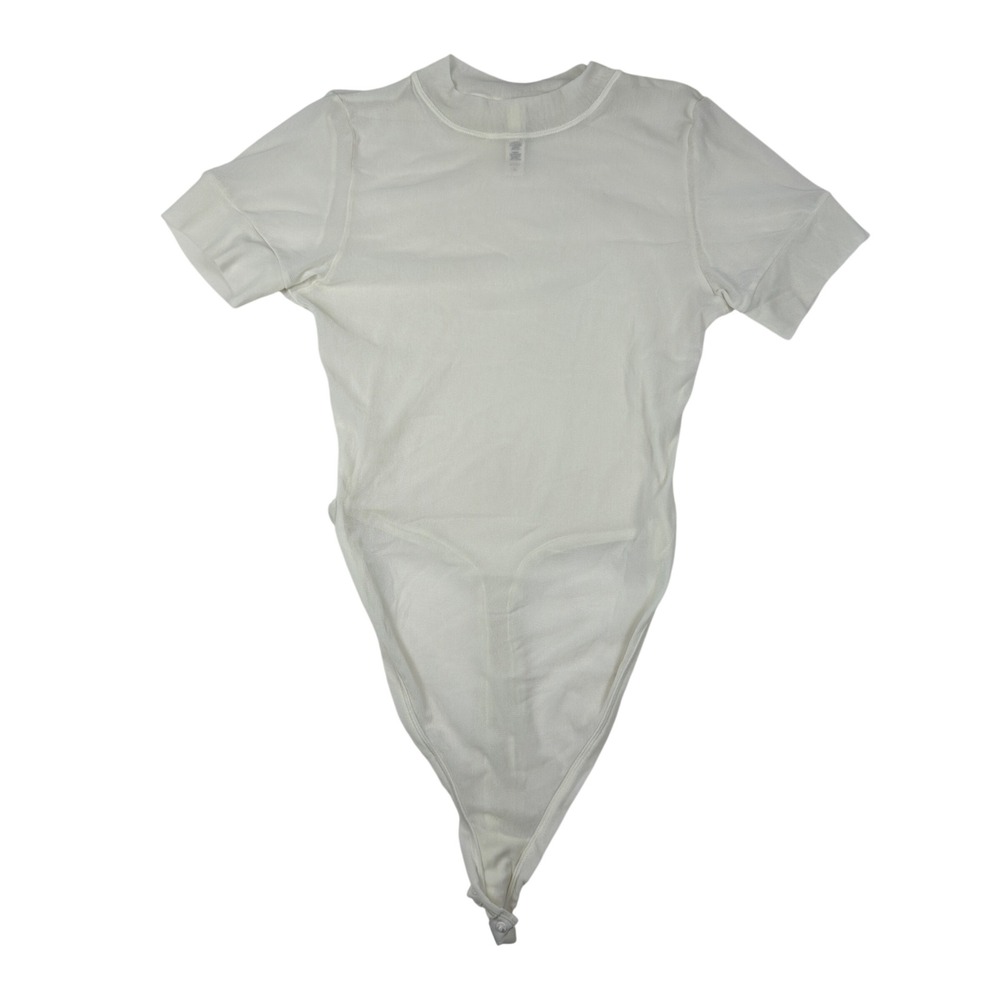 SKIMS Sheer Mesh T-Shirt Bodysuit Womens 2X Bone White
